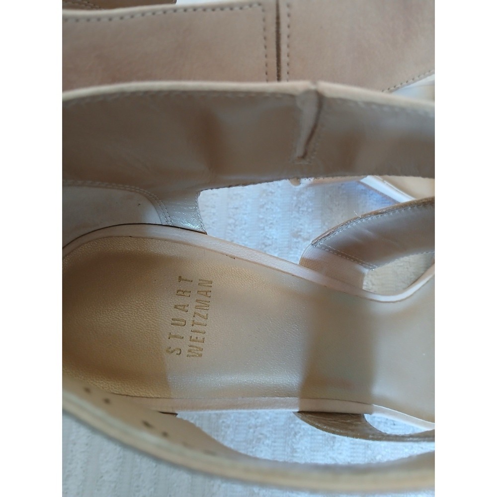 Stuart Weitzman Nude Leather High Heel Sandals Size 11 – Zip Back, 3" Heel - Picture 6 of 11